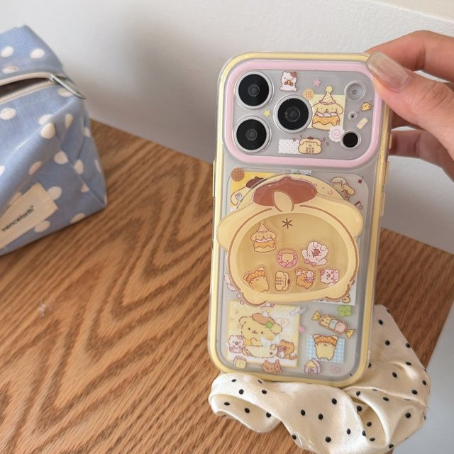 Sanrio Cartoon Pudding-Hund Handyhülle mit Magnethalterung für iPhone 17, 16 und 15 Pro Max - Bild 1