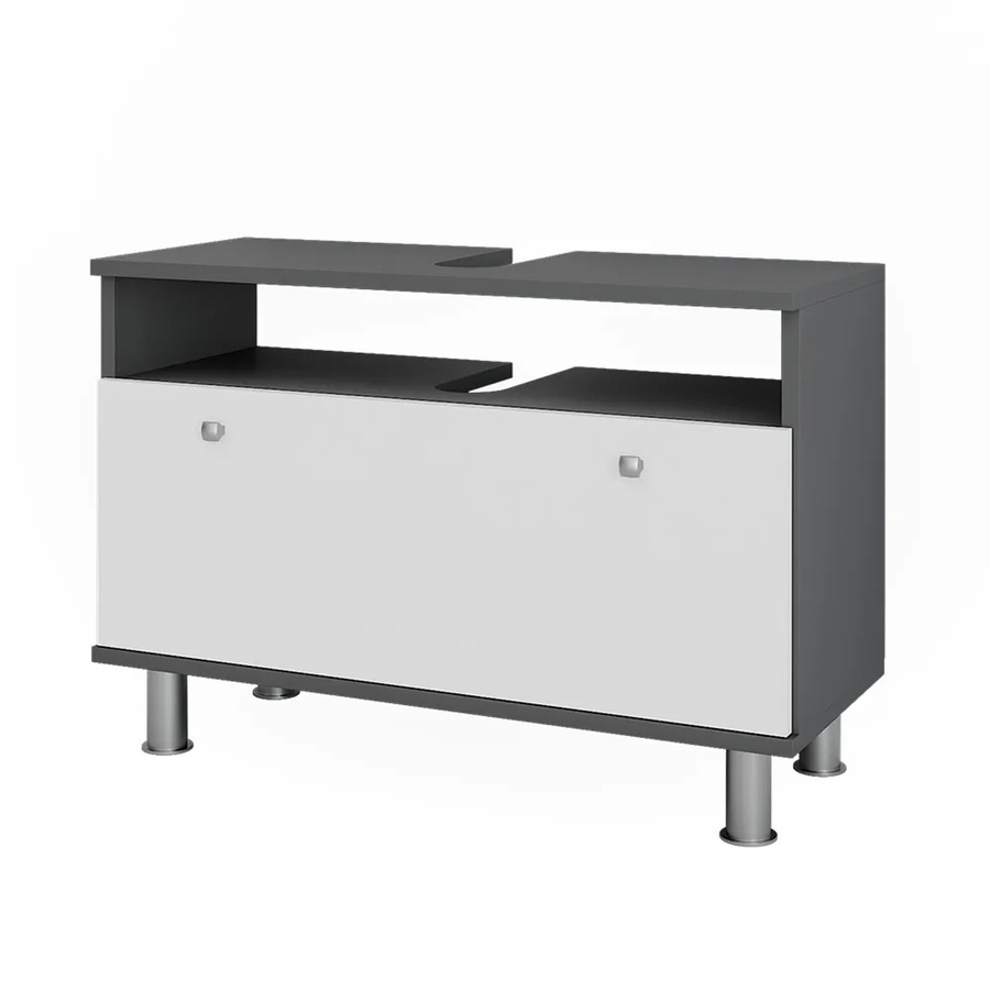 Vicco Waschbeckenunterschrank Fynn in Anthrazit und Weiß Hochglanz mit Schubladen und Türen, B/T/H: 80,2 x 54,0 x 32,0 cm - Bild 2