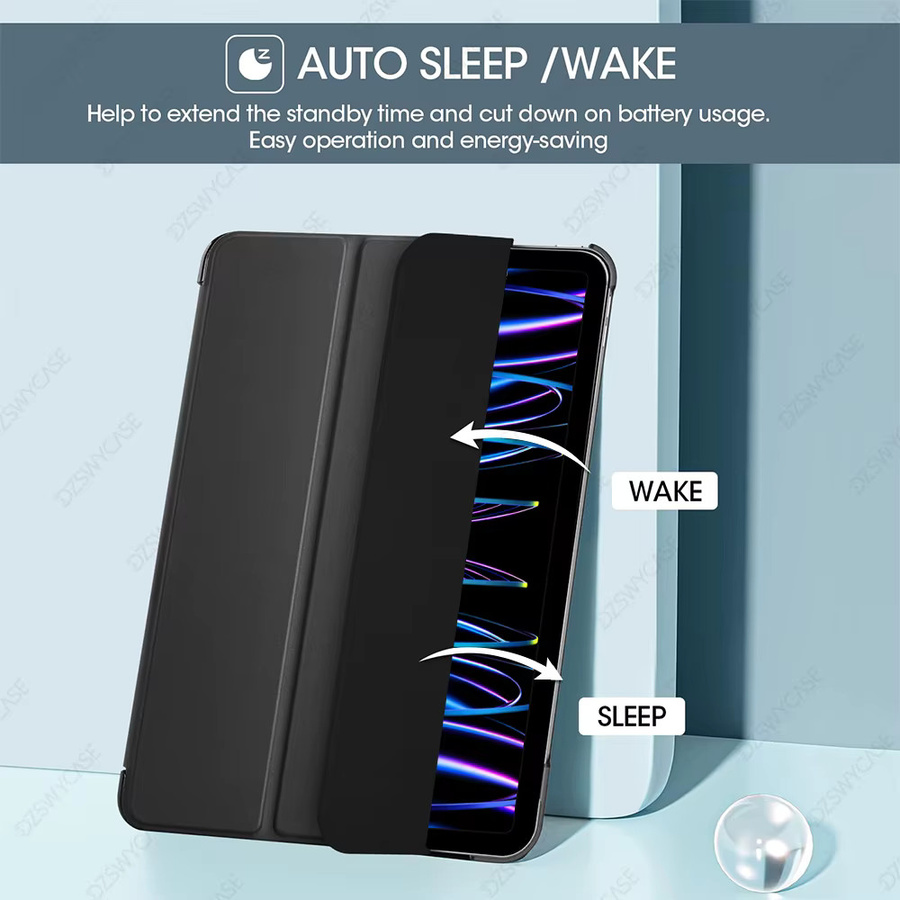 DZSWYCASE Schutzhülle für iPad Pro 11 Zoll (2018-2022) mit Trifold-Standfunktion und Auto-Sleep/Wake-Funktion, Hartplastik-Rückseite, Farben: Pink oder Schwarz - Bild 2