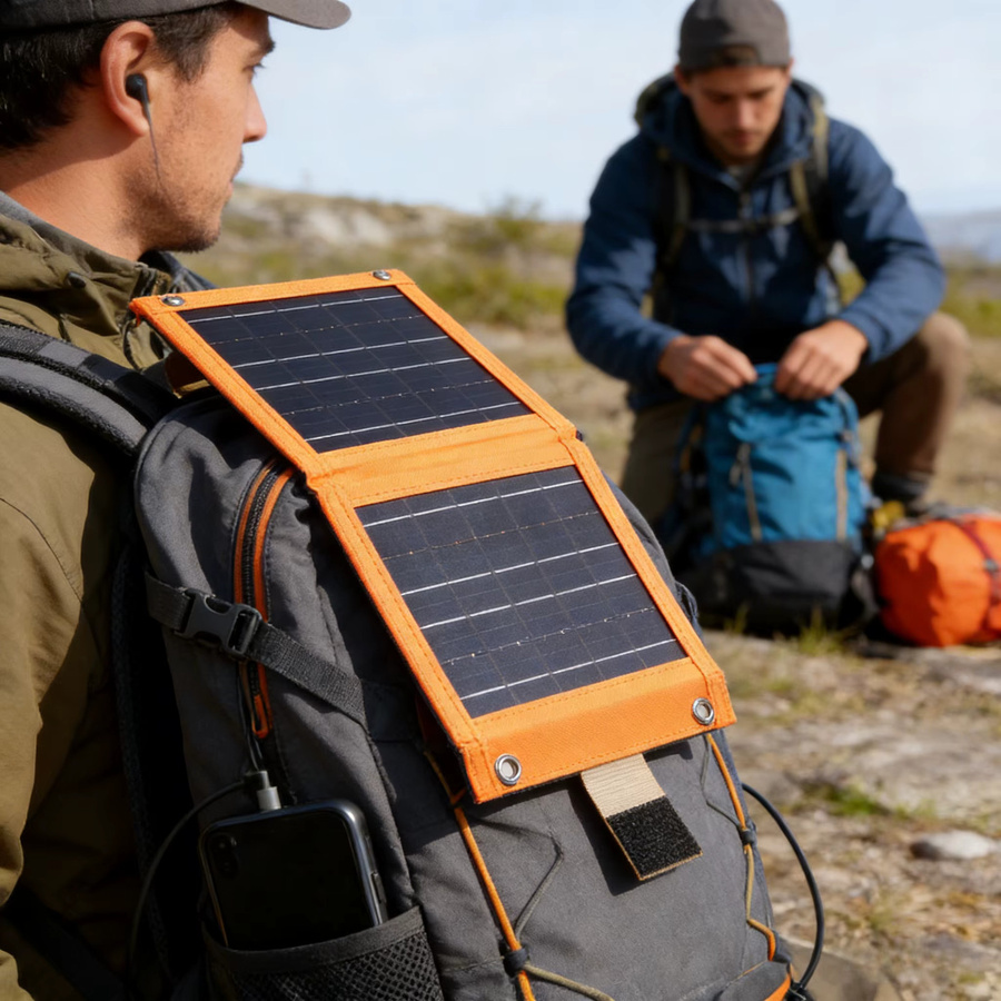 ZRGAE 3-fach faltbares Solarladegerät 20W mit USB-A Anschluss in Orange - Bild 4