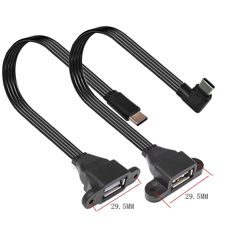 CY USB-C auf USB-OTG Adapter Kabel mit 90-Grad-Stecker, flaches USB-Typ-C auf USB-2.0-Buchse Kabel in Schwarz - Bild 3