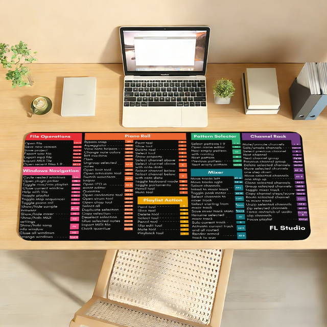 Rutschfeste Mausmatte mit FL Studio Tastaturkürzel für Computer und Laptop, Mehrfarbig - Bild 1