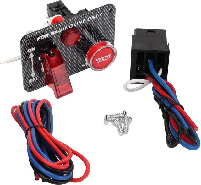 TOMTOP Zündschalter-Panel-Kit 12V 40A in Schwarz mit Kohlefaser-Racing-Stil aus Aluminiumlegierung für Automobile - Bild 1