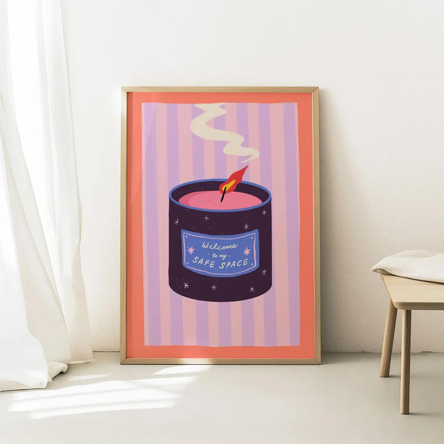 SHENCHEN Wandposter Willkommen in meinem sicheren Raum Kerzen-Print in Multicolour als Boho Meditationsdekoration - Bild 1
