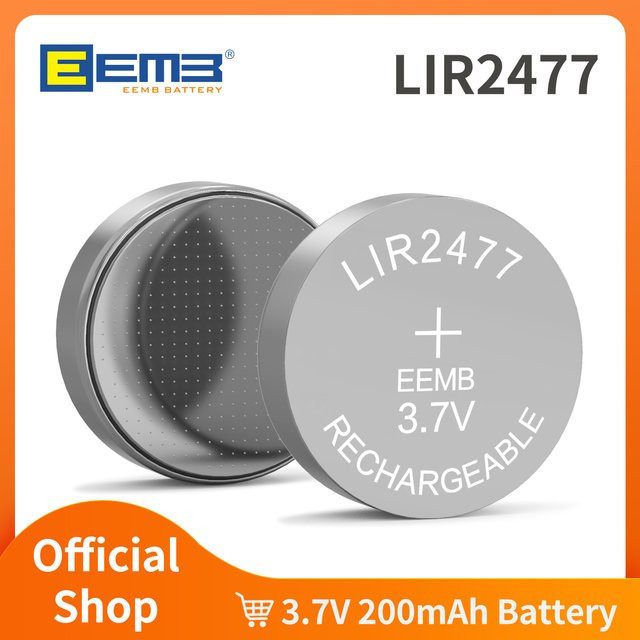 EEMB LIR2477 3,7V 200mAh Wiederaufladbare Lithium-Knopfzellenbatterie in Silber für Bluetooth-Headset und Hörgeräte - Bild 1