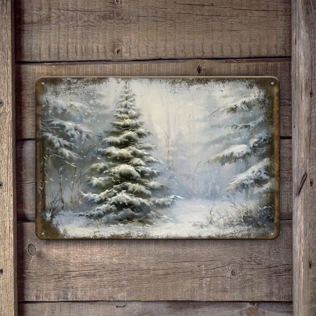 CIFBUY Vintage Weihnachtsbaum Metallblechschild in Weiß, Wandkunst für Innen und Außen, B/H: 20,3 x 30,5 cm - Bild 1
