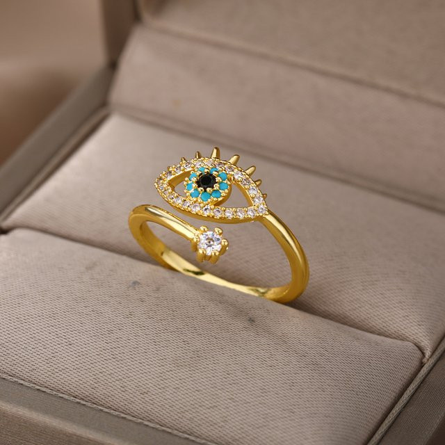 ICFTZWE Ringe, Edelstahl, Gold, Zirkonia, Damen - Bild 1