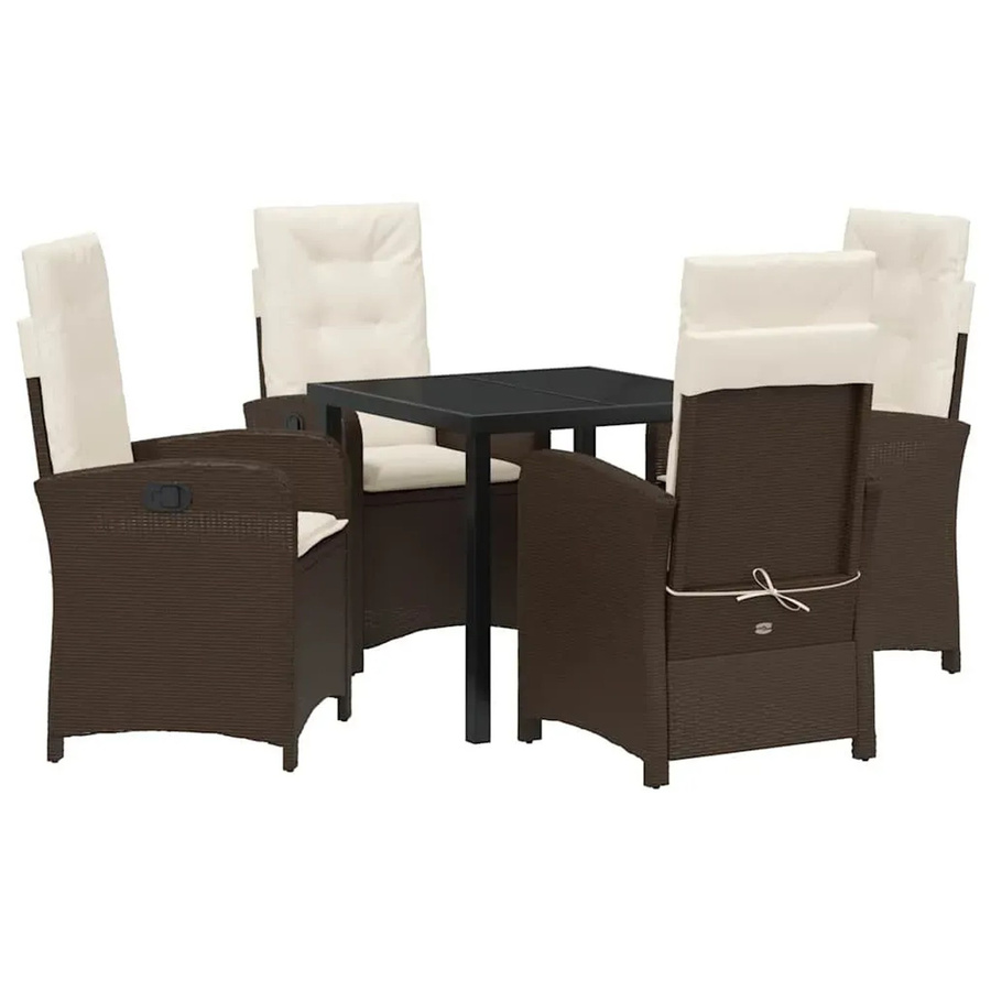 vidaXL Garten Essgruppe 5-teilig aus Poly-Rattan und Glas in Braun - Bild 2