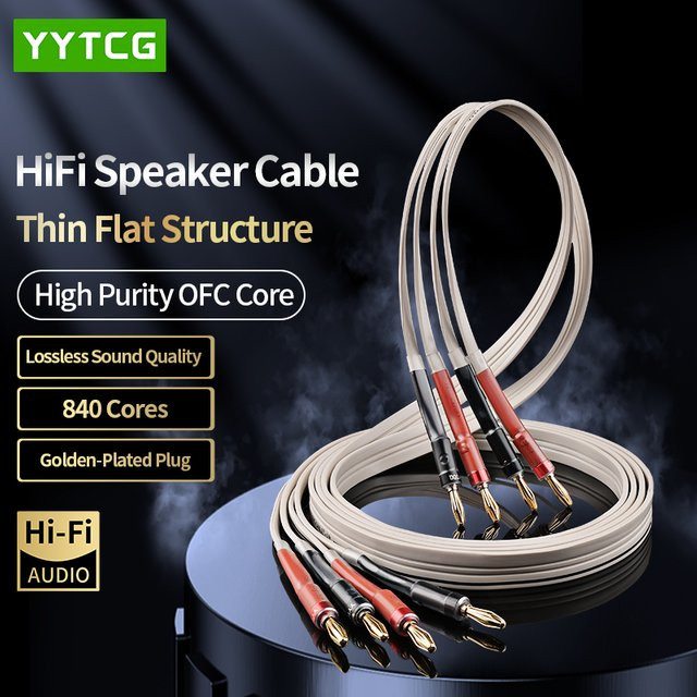 YYTCG Audiokabel Set mit vergoldeten Bananensteckern in Weiß für Heimkino und Surround-Sound, 1 Paar - Bild 1