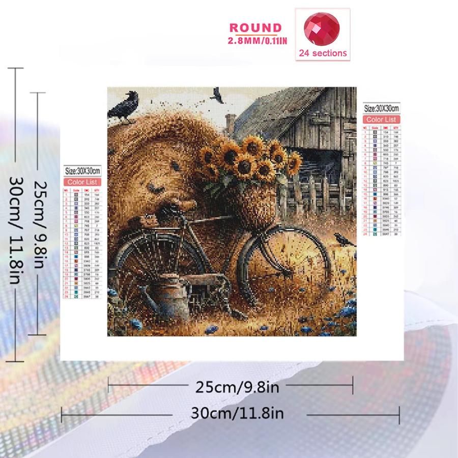 Momoart Diamantstickerei DIY Set Fahrrad Landschaft mit Sonnenblumen in Multicolour, Acryl Mosaik Handwerk - Bild 2