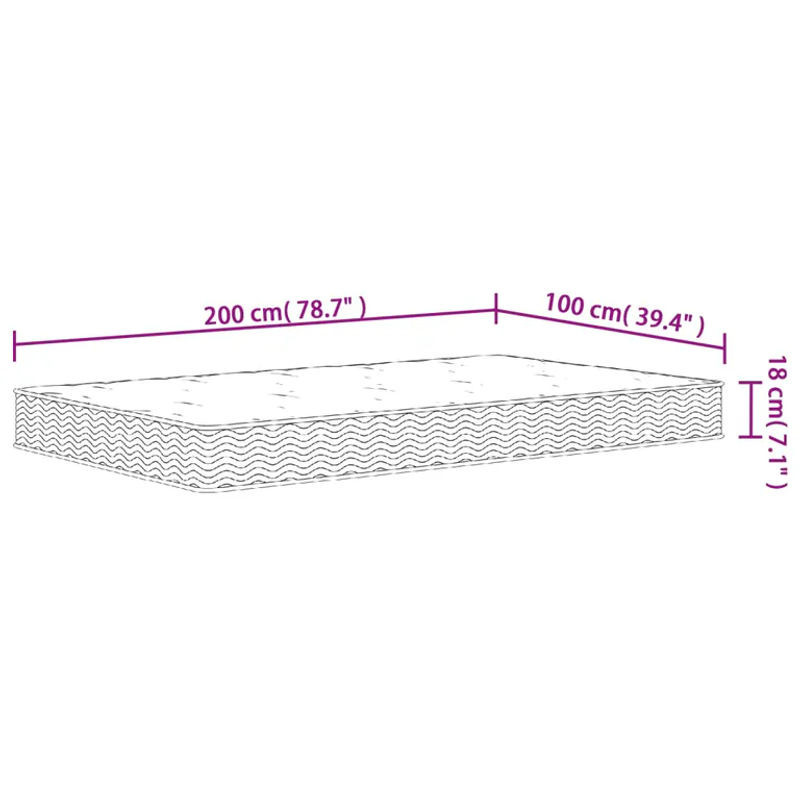 Vidaxl Bonnellfederkernmatratze in Weiß mit mittlerer Härte H2, B/T/H: 100 x 200 cm - Bild 1