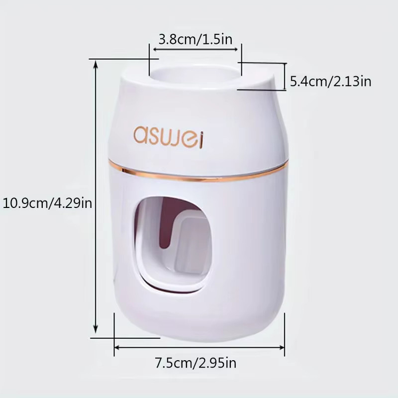 Automatischer Zahnpasta-Quetscher mit Goldbesatz in Weiß für die klebende Wandmontage ohne Bohren - Bild 2