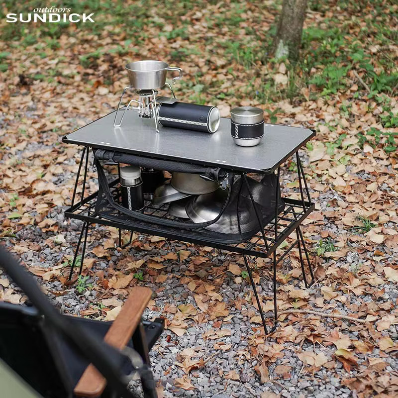 SDK Outdoor-Geschirr-Aufbewahrungsbox aus Netzstoff in Schwarz, faltbare Mehrzweck-Tischaufbewahrungsbox - Bild 2