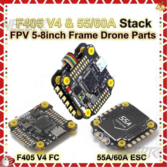 NeebRC F405 V4 F4 Stack Flugcontroller mit BLS 4-in-1 55/60A ESC, 3-6S, Bluetooth, Schwarz, für 5-8 Zoll FPV Drohnen, kompatibel mit INAV und Betaflight - Bild 1