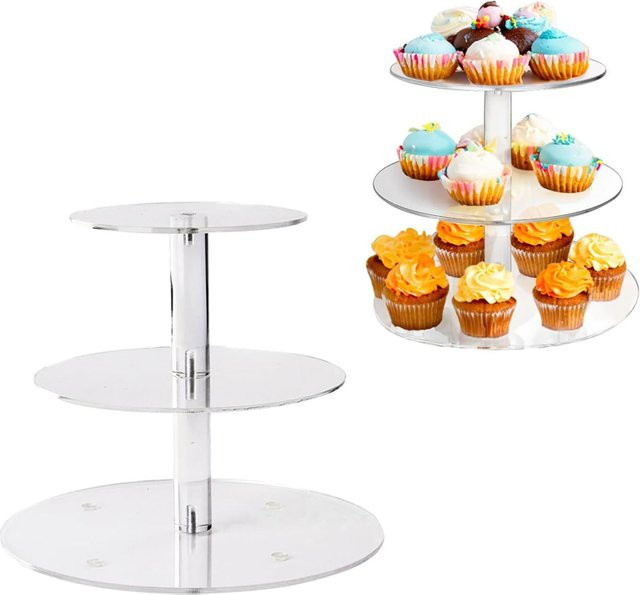 Transparentes 3-stufiges Acryl-Kuchenregal als abnehmbares Cupcake-Display für Hochzeiten und Geburtstagsfeiern - Bild 1