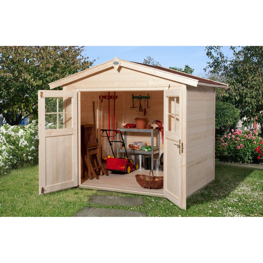 OBI Outdoor Living Holz-Gartenhaus Monza mit Satteldach, unbehandelt, braun, B/T/H: 229 x 227 x 205 cm - Bild 2