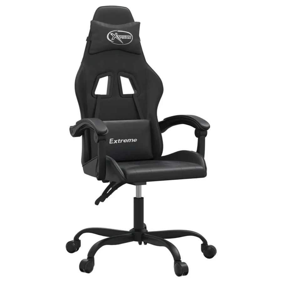 vidaXL Gaming-Stuhl Schwarz aus Kunstleder mit Armlehnen und Kopfstütze - Bild 2
