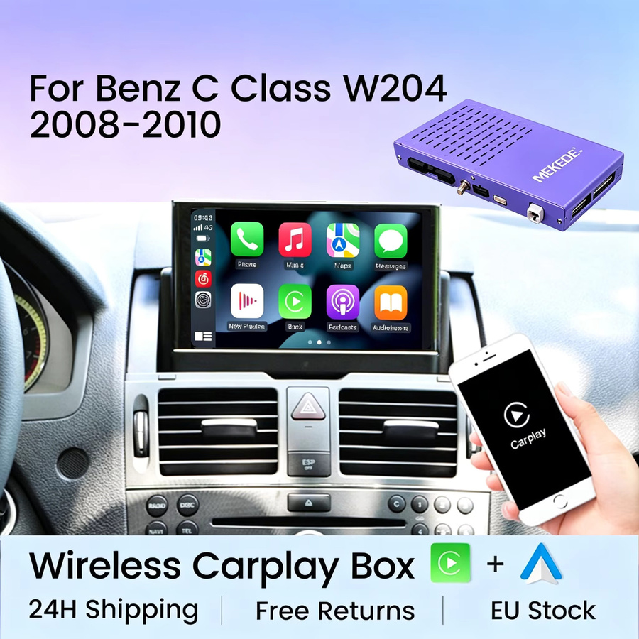 MEKEDE AI Box für Mercedes Benz C-Klasse W204 C204 (2008-2014) mit NTG4.0/NTG4.5 zur kabellosen Android Auto und Apple CarPlay Erweiterung inklusive Sprachsteuerung und Plug-and-Play-Installation - Bild 1