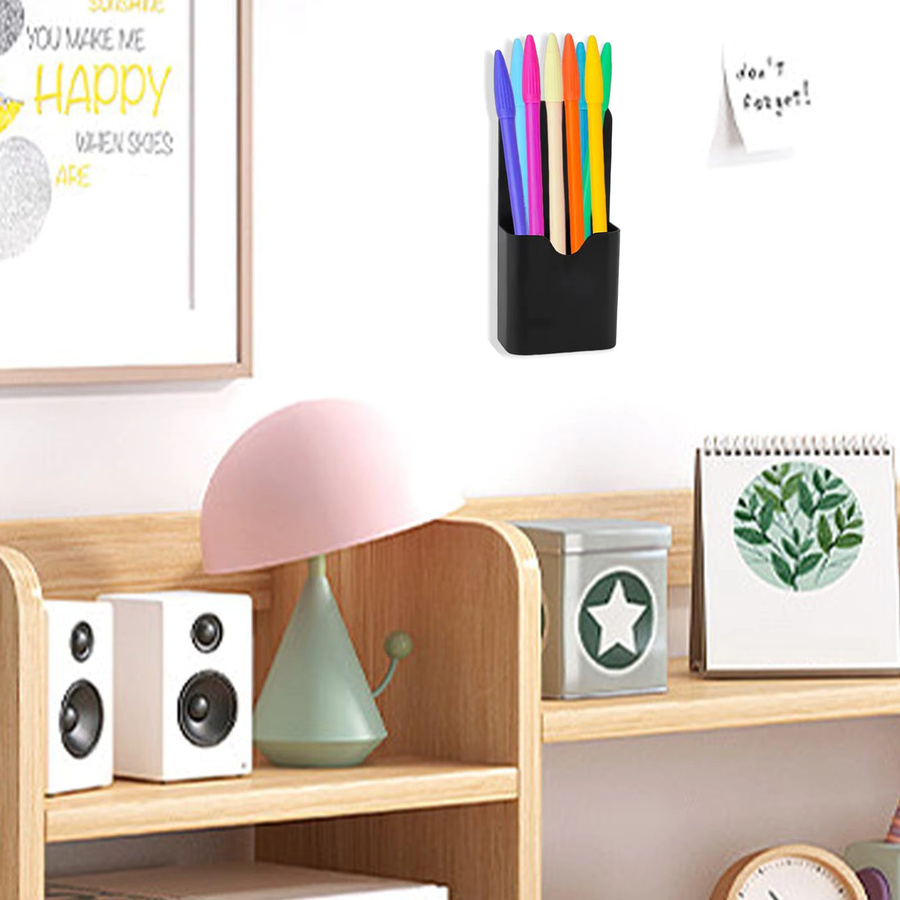 Magnetischer Bleistiftbecher und Stifthalter aus Kunststoff in Schwarz für Kühlschrank und Schule - Bild 3