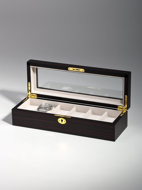 Rothenschild Uhrenschatulle RS-1087-6E für 6 Uhren in Ebony, B/T/H: 17,5 x 8,5 x 6,0 cm - Bild 1