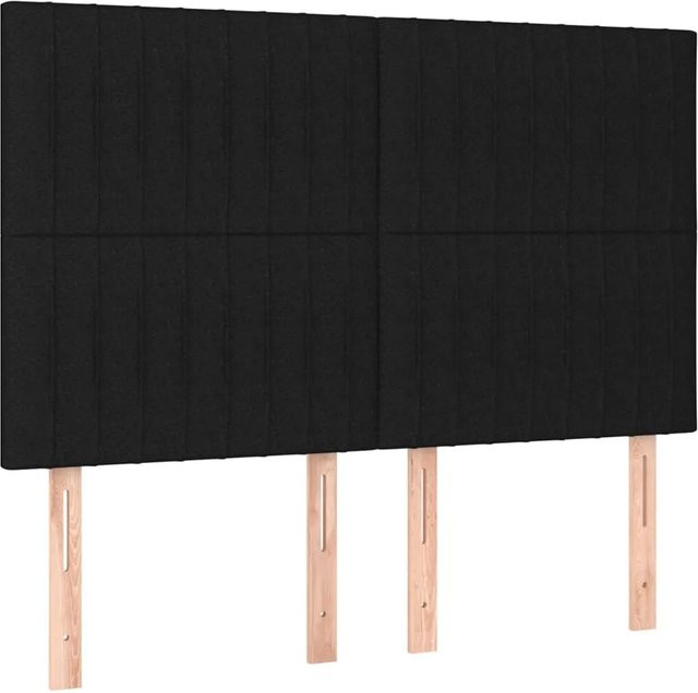 vidaXL LED Kopfteil Schwarz mit USB-Ladeport und integrierter Beleuchtung, Stoff, B: 144 cm, T: 5 cm, H: 118 cm bis 128 cm - Bild 1