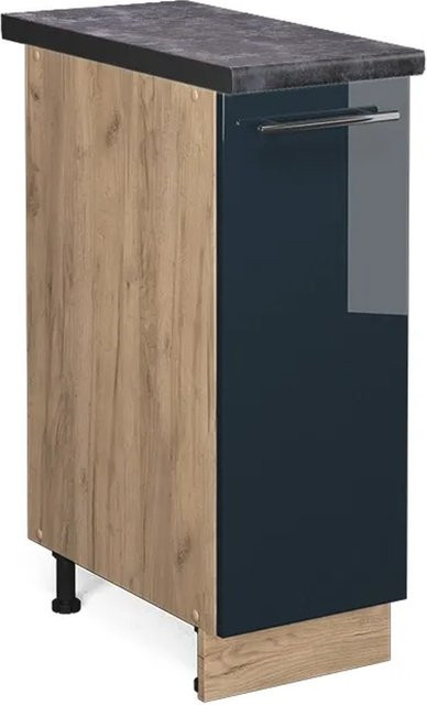 Vicco Apothekerunterschrank Fame-Line Eiche Dunkelblau Hochglanz mit Arbeitsplatte Anthrazit Breite: 30 cm - Bild 2