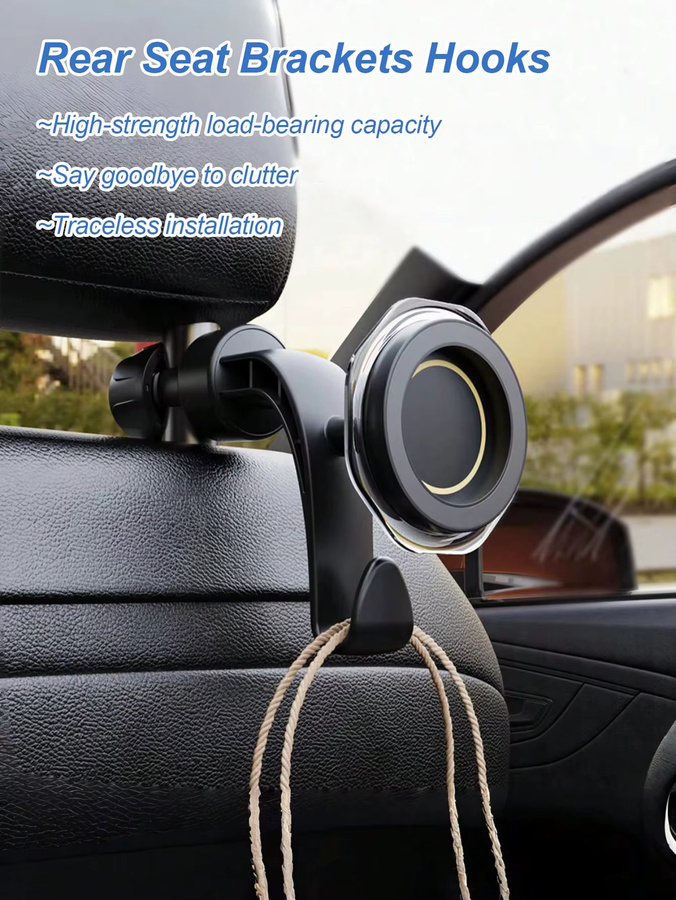 Magnetische Telefonhalterung für den Rücksitz im Auto in Schwarz mit 360 Grad Drehung und Haken für Navigation und Videoanzeige - Bild 2