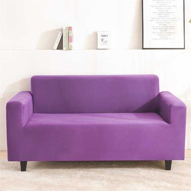 Your Warm Home Elastische Sofabezüge in Lila mit 2 passenden Kissenbezügen, dehnbarer Sofa-Schutz für Sessel und Sofas, einfarbig und waschbar - Bild 1