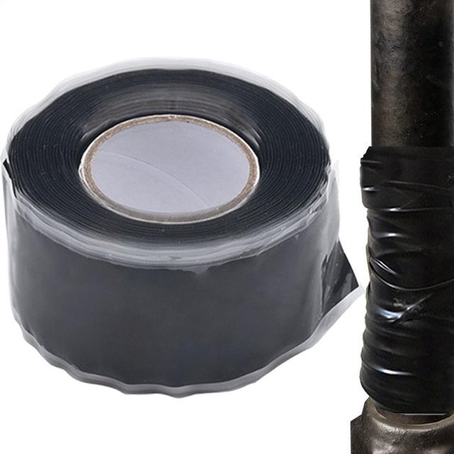 Wasserdichtes Silikonkautschuk-Klebeband in Schwarz als selbstklebendes Isolierband und Mehrzweck-Reparaturband, Breite: 2,5 cm, Länge: 150 cm - Bild 1