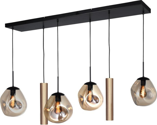 Masterlight Lava 4/2 Pendelleuchte 6-flammig in Gold mit Glas in Gold Fumé - Bild 1