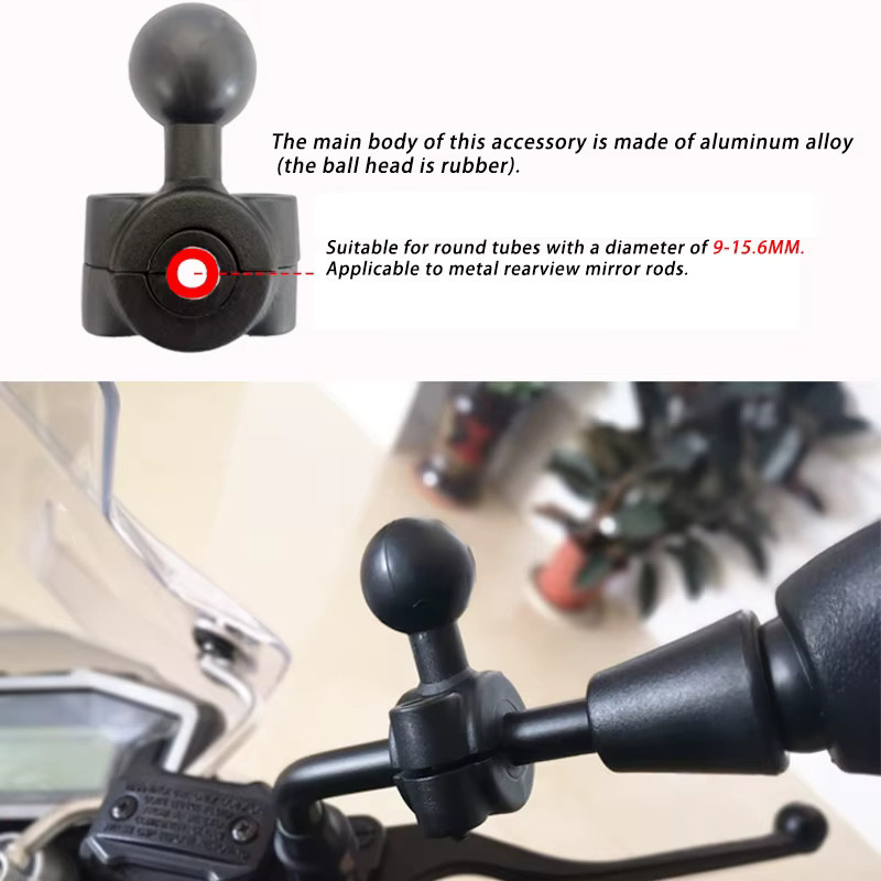 Rare Nova Kugelkopf Adapter Halterung mit Basis für Motorrad Lenker und Rückspiegel, Schwarz, passend für DJI, GoPro und Insta360 Action Kameras - Bild 3