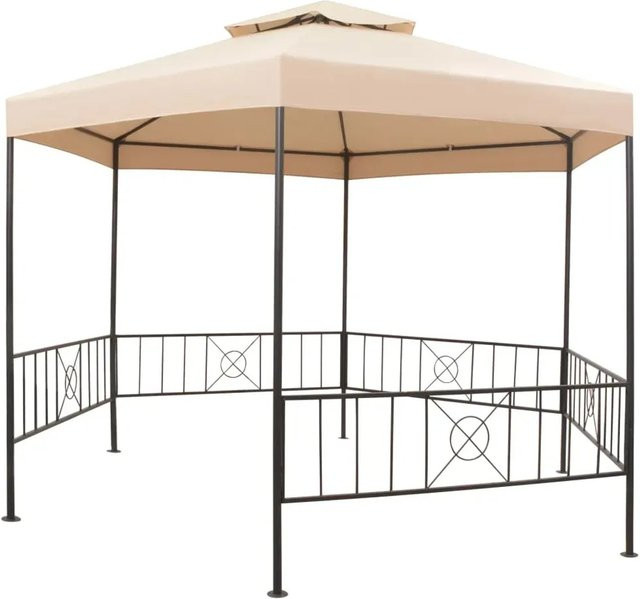 vidaXL Gartenpavillon Partyzelt Hexagonal Beige B: 323 cm, T: 265 cm, H: 275 cm - Bild 1
