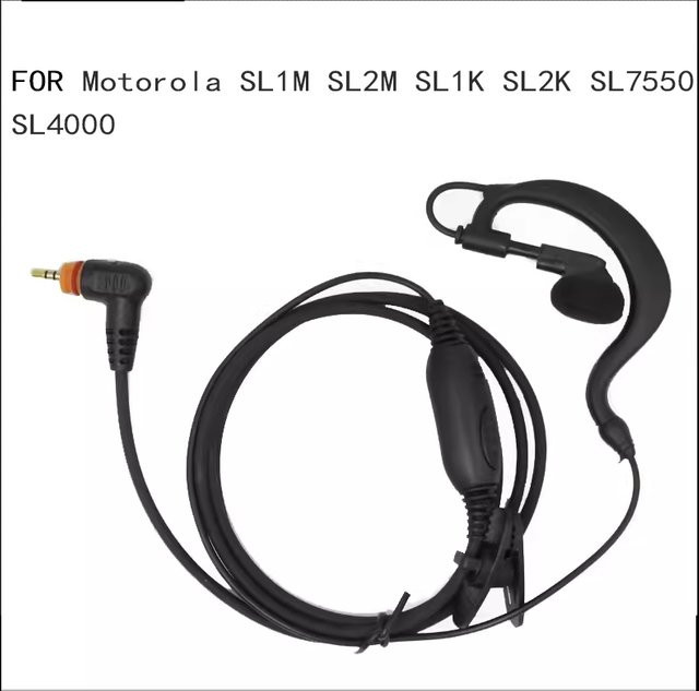 Motorola Headset mit PTT-Mikrofon und Ohrbügel für Walkie Talkie SL1M SL1K SL1600 SL300 SL7500 SL400 SL4000 SL7550 in Schwarz - Bild 1