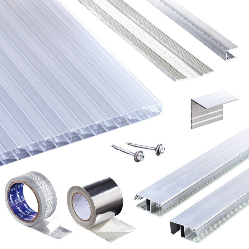 Terrassendach-Set Klassik Top X mit Polycarbonat Stegplatten und Kombinationsverlegeprofil, 16 mm, opal-weiß und transparent - Bild 1