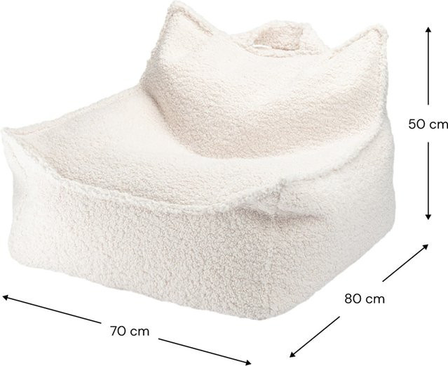 Wigiwama Sitzsack aus Teddystoff in Beige mit abnehmbarem Bezug und Tragegriff - Bild 1