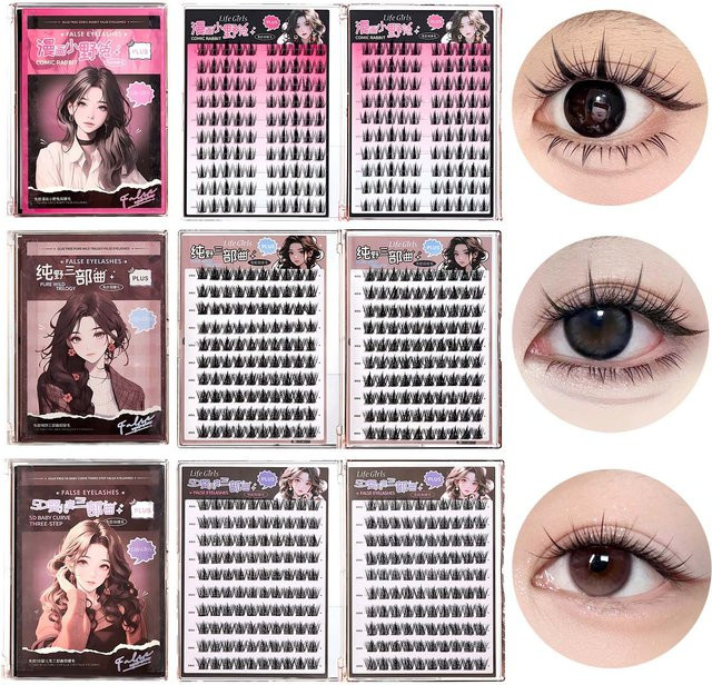 Life Girls Falsche Wimpern, 200-Cluster, natürlich, Unisex - Bild 1