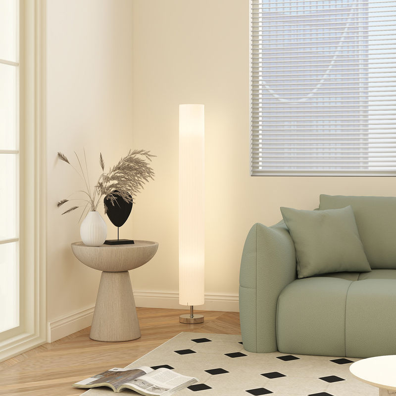 HOMCOM Stehlampe in Weiß mit Polyester-Schirm und 2 x E27 Fassungen für Wohnzimmer, Schlafzimmer oder Büro - Bild 2