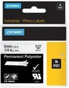 Rhino IND ORIGINAL Beschriftungsband aus Polyester, Breite: 6 mm, Länge: 5,5 m, schwarz auf weiß - Bild 1