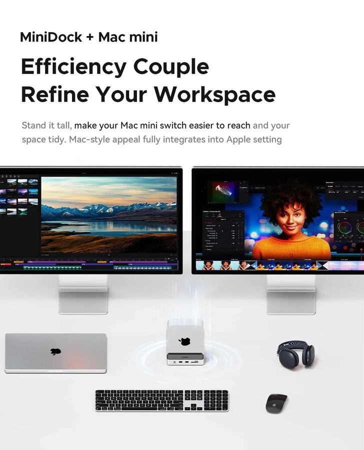 ORICO Speichererweiterungsdock für Mac Mini M4 und M4 Pro, USB 3.2 Gen2 Typ C Dock mit M.2 SSD-Optionen, Farbe: Silber - Bild 2