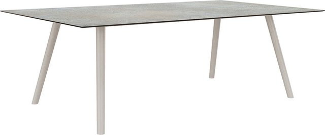 Stern Tisch Interno mit konischem Rundrohr aus Aluminium in Greige und Silverstar 2.0 Quartz Tischplatte, B: 220 cm, T: 100 cm - Bild 1