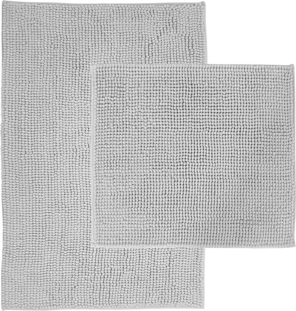 NYVI Badematten Set Chenille 2-teilig Weiß, B/T/H: 45 x 50 cm und 50 x 80 cm - Bild 1
