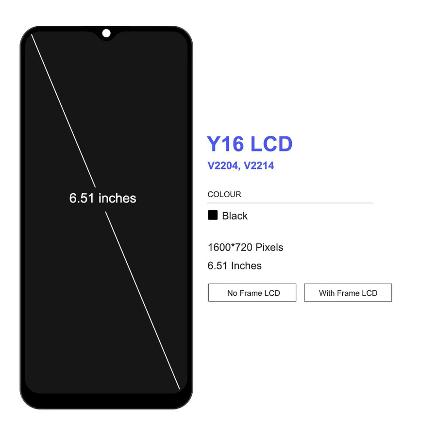 Vivo Y16 LCD Display mit Touch Digitizer und Rahmen in Schwarz, 6,51 Zoll - Bild 3