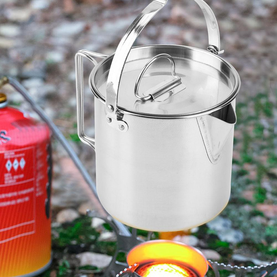 Tragbarer faltbarer Edelstahl Kessel für Outdoor und Camping mit 1,2 l Volumen - Bild 2