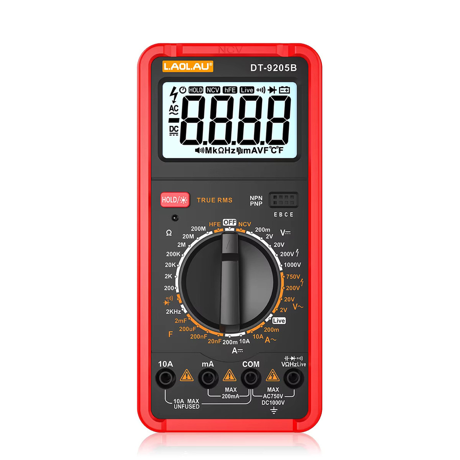 LAOLAU Professionelles Digitalmultimeter DT-9205B mit 2000 Zählungen, manueller Bereich, AC/DC-Spannung bis 1000 V, 10 A und NCV-Funktion - Bild 7