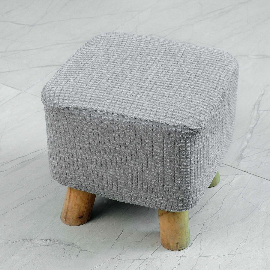 Yiran Furniture Quadratischer Hockerbezug aus elastischem Material, Grau, B/T/H: 25 x 25 x 15 cm - Bild 1