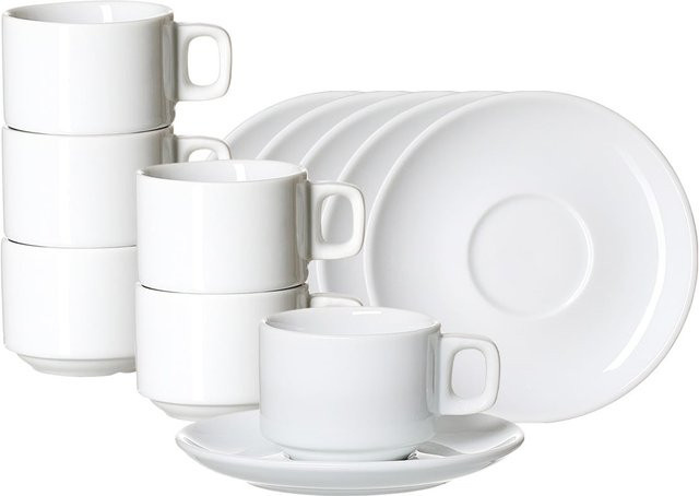 Ritzenhoff & Breker Espressotasse Bianco mit Untertasse, Weiß, 6er Set, 85 ml - Bild 1