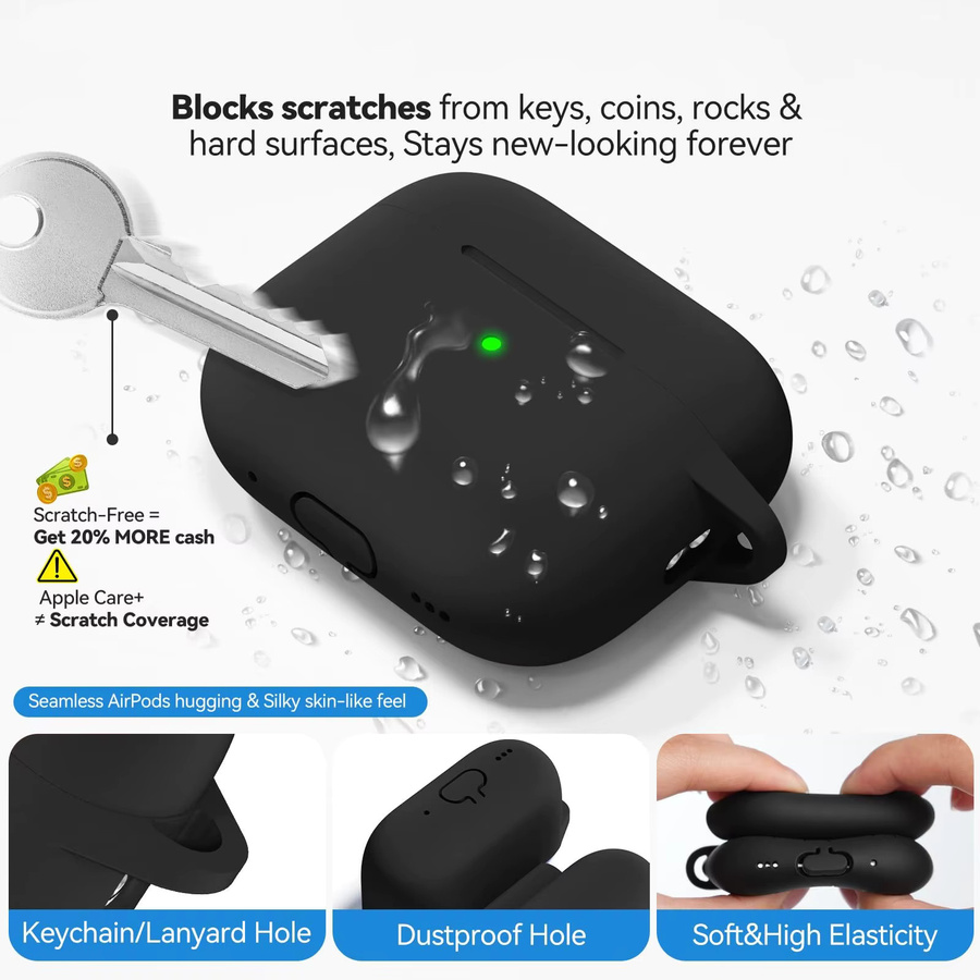 Weiche Silikonhülle für Apple AirPods Pro 3. Generation in Weiß inklusive Reinigungsset - Bild 4