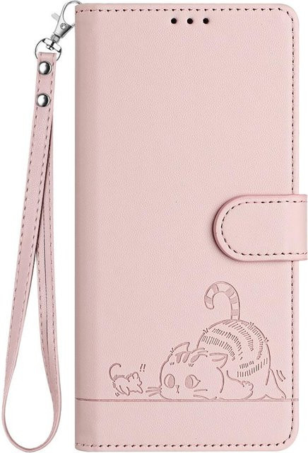 Lederhülle für Blackview Oscal Tiger 13 als Geldbörse und Flip-Case mit Ständer Funktion in Pink - Bild 1