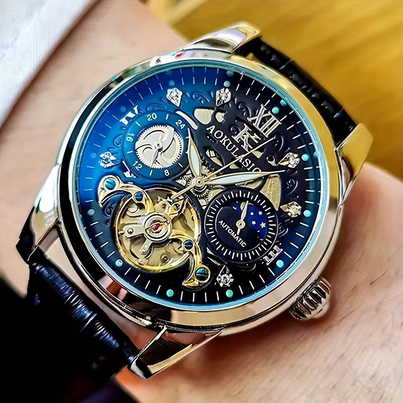 AOKULASIC Armbanduhr Tourbillon, Automatik, Edelstahl, Diamant, Herren - Bild 3