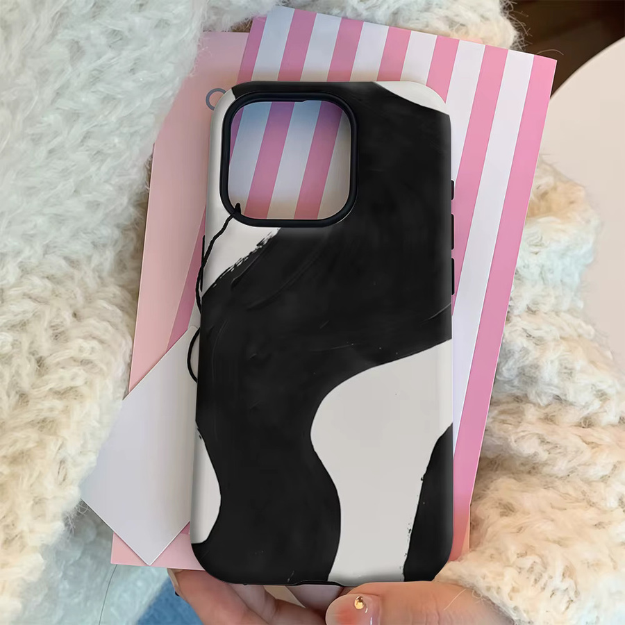 Potdemiel Handyhülle Black Ink Flow für iPhone 17 16 15 14 13 12 11 Pro Max Plus mit doppelschichtiger Rückseite in Schwarz und Multicolour - Bild 4